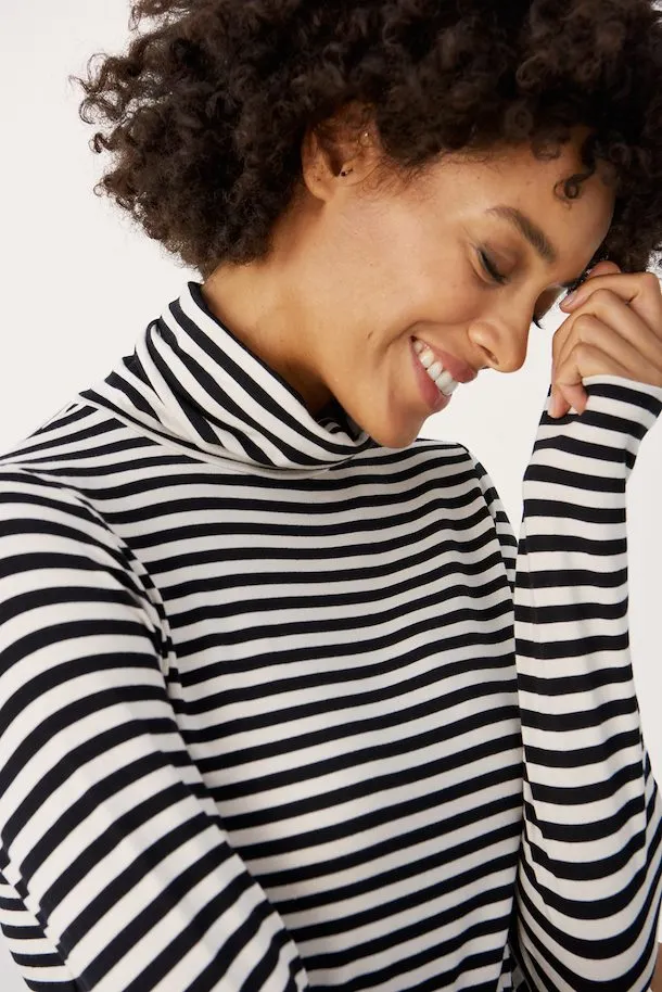 The Efinas Striped Turtleneck by Part Two - Black