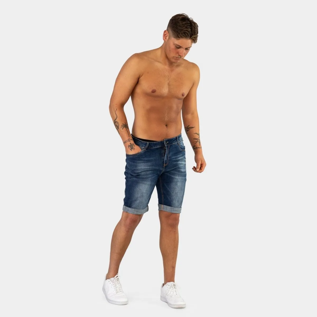 Ultra Stretch Denim Shorts - Deep Indigo Fade